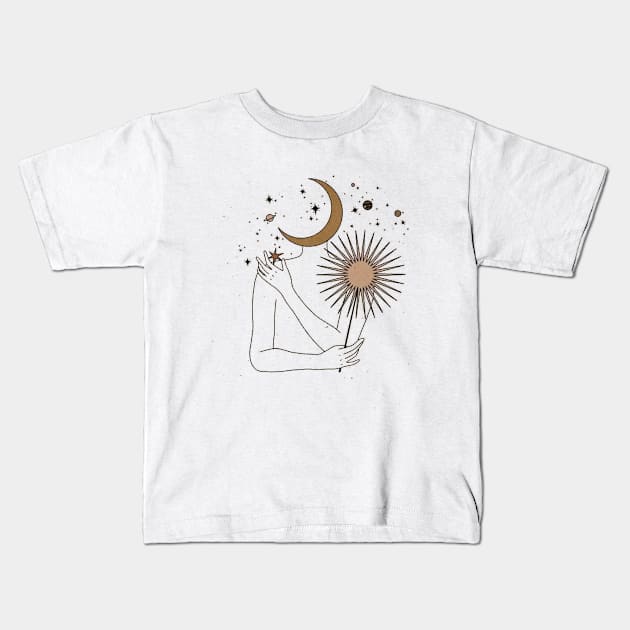 girl in the sky Kids T-Shirt by ziaaarts